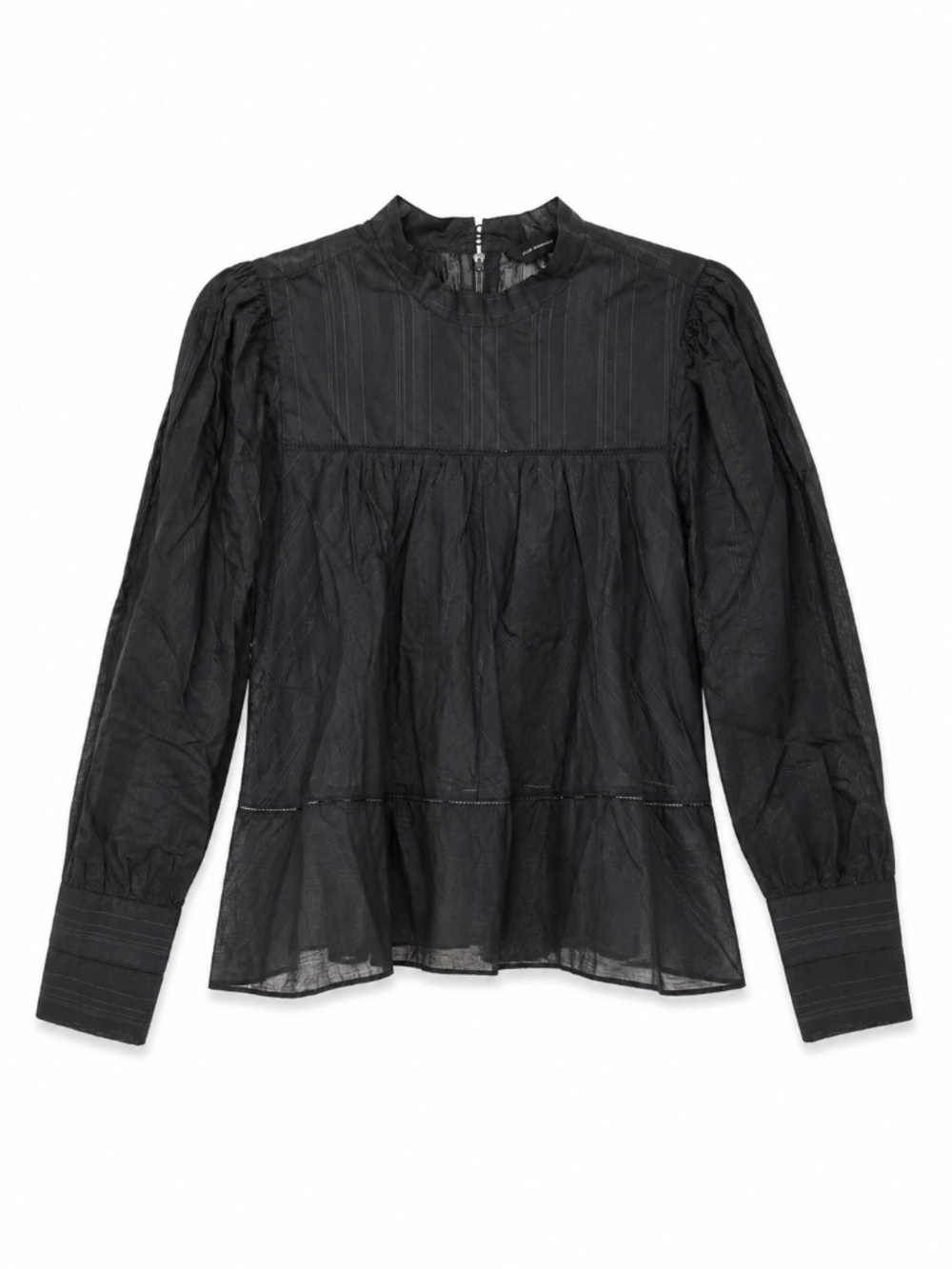 Club Monaco Black Stripe Trim Peplum Blouse Size Medium NWT